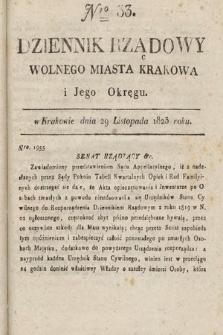 Dziennik Rządowy Wolnego Miasta Krakowa i Jego Okręgu. 1823, nr 33