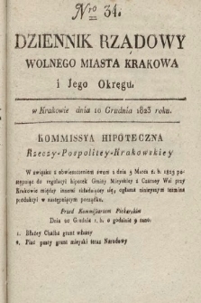 Dziennik Rządowy Wolnego Miasta Krakowa i Jego Okręgu. 1823, nr 34