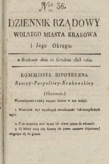 Dziennik Rządowy Wolnego Miasta Krakowa i Jego Okręgu. 1823, nr 36