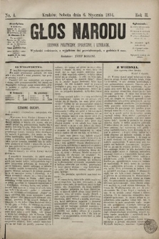 Głos Narodu : dziennik polityczny, społeczny i literacki. 1894, nr 4