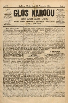 Głos Narodu : dziennik polityczny, społeczny i literacki. 1894, nr 215
