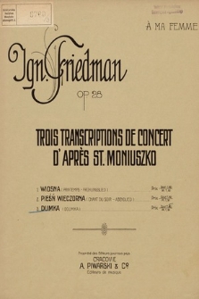 Trois transcriptions de Concert d'après St. Moniuszko. Op. 28 [nr] 3, Dumka