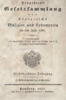 Provinzial-Gesetzsammlung des Königreichs Galizien und Lodomerien. 1835