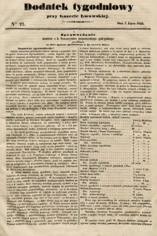 Dodatek Tygodniowy przy Gazecie Lwowskiej. 1855, nr 27