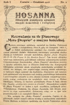 Hosanna : miesięcznik poświęcony sprawom muzyki kościelnej i religijnej z dodatkiem nutowym. 1926, nr 12