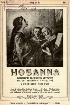 Hosanna : miesięcznik poświęcony sprawom muzyki kościelnej i religijnej z dodatkiem nutowym. 1927, nr 5