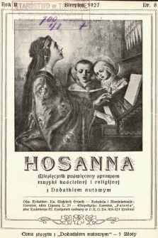 Hosanna : miesięcznik poświęcony sprawom muzyki kościelnej i religijnej z dodatkiem nutowym. 1927, nr 8