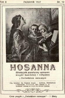 Hosanna : miesięcznik poświęcony sprawom muzyki kościelnej i religijnej z dodatkiem nutowym. 1927, nr 10