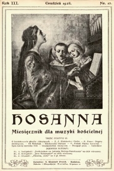 Hosanna : miesięcznik dla muzyki kościelnej. 1928, nr 12