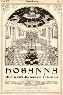 Hosanna : miesięcznik dla muzyki kościelnej. 1929, nr 1