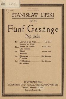 Fünf Gesänge. Op. 13 Nr. 2, Stimme des Abends