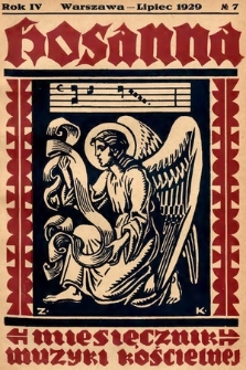 Hosanna : miesięcznik muzyki kościelnej : organ Tow. Muzyki Liturgicznej. 1929, nr 7