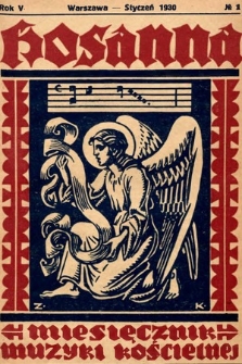 Hosanna : miesięcznik muzyki kościelnej : organ Tow. Muzyki Liturgicznej. 1930, nr 1