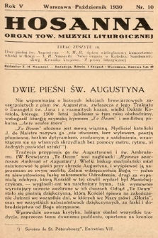 Hosanna : miesięcznik muzyki kościelnej : organ Tow. Muzyki Liturgicznej. 1930, nr 10
