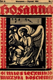 Hosanna : miesięcznik muzyki kościelnej : organ Tow. Muzyki Liturgicznej. 1934, nr 1