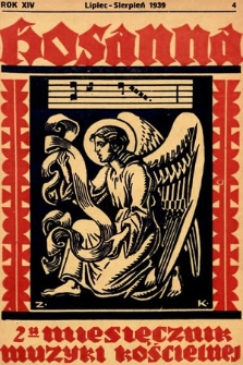 Hosanna : dwumiesięcznik muzyki kościelnej : organ Oblatów Benedyktyńskich w Warszawie. 1939, nr 4