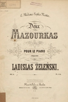 Deux Mazourkas : pour le piano : op. 31
