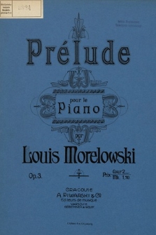 Prélude : pour le piano : op. 3