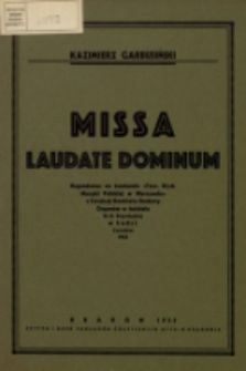 Missa Laudate Dominum : na chór mieszany z towarzyszeniem organów