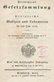 Provinzial-Gesetzsammlung des Königreichs Galizien und Lodomerien. 1842