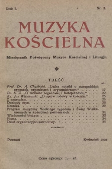 Muzyka Kościelna : miesięcznik poświęcony muzyce kościelnej i liturgji. 1926, nr 2