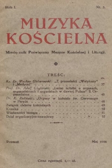 Muzyka Kościelna : miesięcznik poświęcony muzyce kościelnej i liturgji. 1926, nr 3