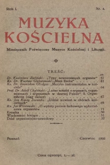 Muzyka Kościelna : miesięcznik poświęcony muzyce kościelnej i liturgji. 1926, nr 4
