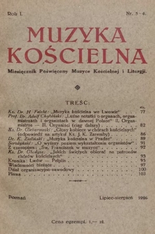 Muzyka Kościelna : miesięcznik poświęcony muzyce kościelnej i liturgji. 1926, nr 5-6