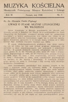 Muzyka Kościelna : miesięcznik poświęcony muzyce kościelnej i liturgji. 1928, nr 5