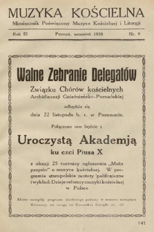 Muzyka Kościelna : miesięcznik poświęcony muzyce kościelnej i liturgji. 1928, nr 9