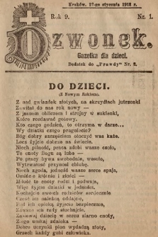 Dzwonek : gazetka dla dzieci. 1913, nr 1
