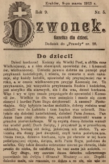 Dzwonek : gazetka dla dzieci. 1913, nr 5