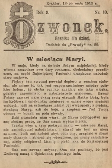 Dzwonek : gazetka dla dzieci. 1913, nr 10