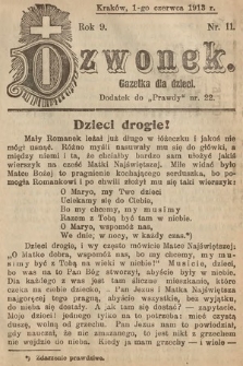 Dzwonek : gazetka dla dzieci. 1913, nr 11