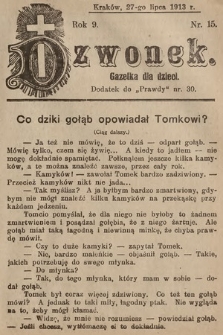 Dzwonek : gazetka dla dzieci. 1913, nr 15