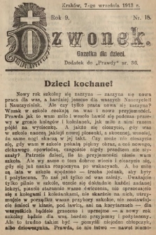 Dzwonek : gazetka dla dzieci. 1913, nr 18