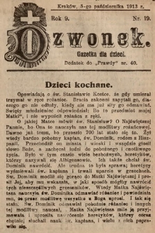 Dzwonek : gazetka dla dzieci. 1913, nr 19