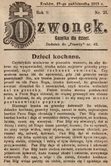 Dzwonek : gazetka dla dzieci. 1913, nr 21