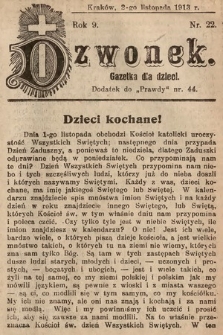 Dzwonek : gazetka dla dzieci. 1913, nr 22