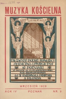 Muzyka Kościelna : miesięcznik poświęcony muzyce kościelnej i liturgji. 1929, nr 9