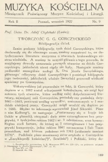 Muzyka Kościelna : miesięcznik poświęcony muzyce kościelnej i liturgji. 1927, nr 9