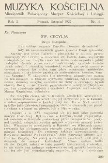 Muzyka Kościelna : miesięcznik poświęcony muzyce kościelnej i liturgji. 1927, nr 11