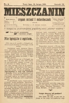 Mieszczanin : organ miast i miasteczek. 1908, nr 4