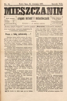 Mieszczanin : organ miast i miasteczek. 1907, nr 18