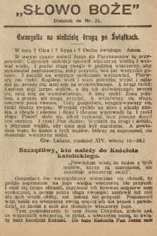 Słowo Boże : dodatek do Prawdy. 1913, nr 21