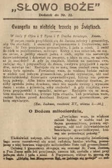 Słowo Boże : dodatek do Prawdy. 1913, nr 22