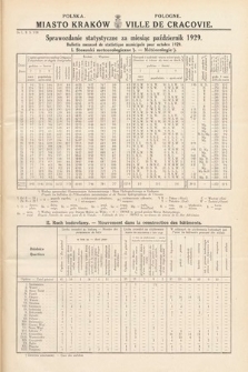 Miasto Kraków : sprawozdanie statystyczne za miesiąc październik 1929 = Ville de Cracovie : bulletin mensuel de statistique municipale pour octobre 1929