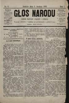 Głos Narodu : dziennik polityczny, społeczny i literacki. 1893, nr 6
