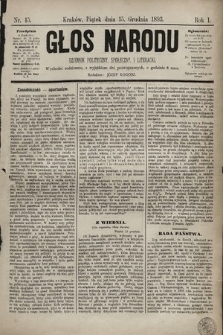 Głos Narodu : dziennik polityczny, społeczny i literacki. 1893, nr 15