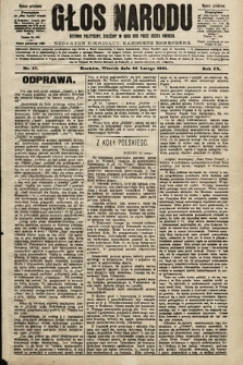 Głos Narodu : dziennik polityczny, założony w roku 1893 przez Józefa Rogosza (wydanie południowe). 1901, nr 47